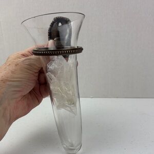 Clear Glass wall Vase with Metal Accent